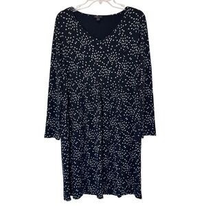J.Jill Wearever Collection Black‎ White Print Long Sleeve Dress Medium Womens
